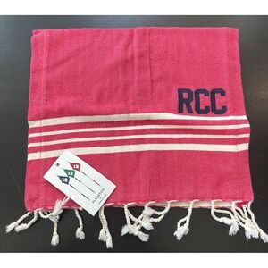 Crab & Cleek Flagstick Golf Towel Pink & White Preppy Ralph Design